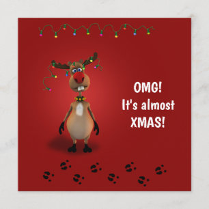 Funny Christmas Red Nosed Reindeer Einladung