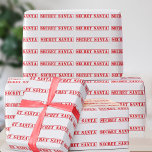 Funny Christmas Red Secret Santa Wrapping Papier Geschenkpapier<br><div class="desc">Red and White Secret Santa Gift Wrapping Paper - für Ihre geheimen Weihnachtsgeschenke</div>