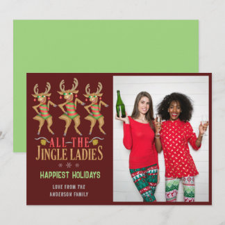 Funny Christmas Reindeer All Jingle Ladys Feiertagskarte
