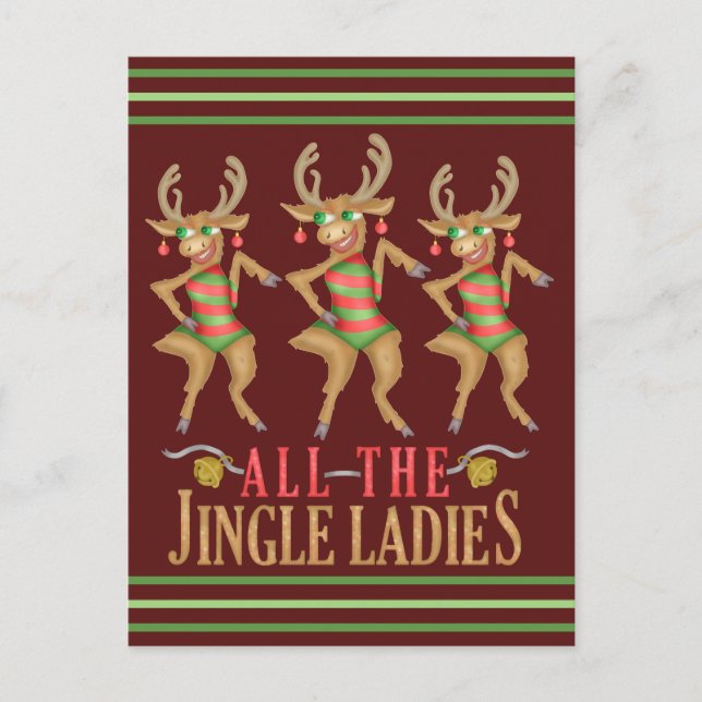 Funny Christmas Reindeer All Jingle Ladys Postkarte (Vorderseite)