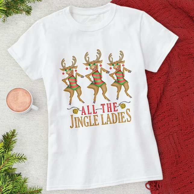 Funny Christmas Reindeer All Jingle Ladys T-Shirt (Von Creator hochgeladen)