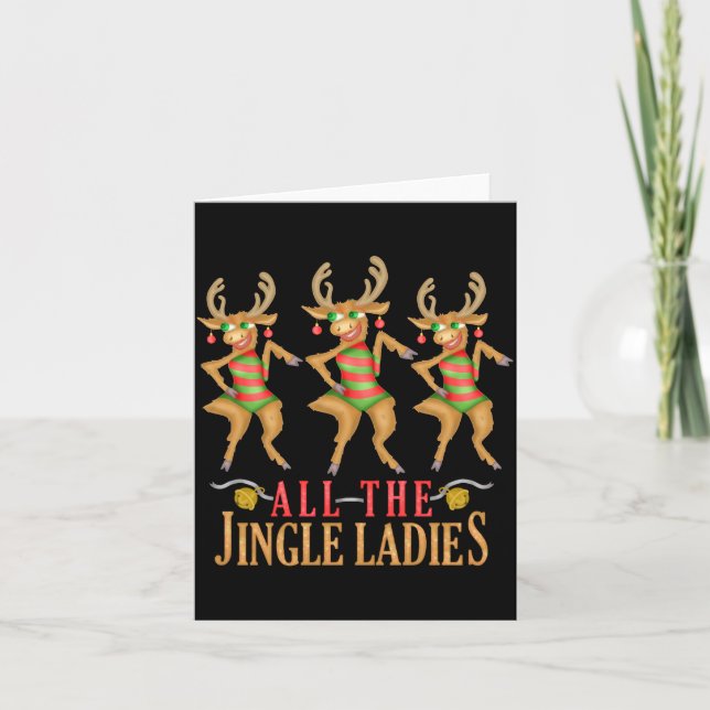 Funny Christmas Reindeer All The Jingle Ladies  Karte (Vorderseite)