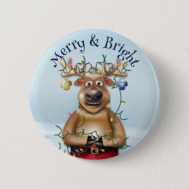 Funny Christmas Reindeer Holiday Cheer Button (Vorderseite)