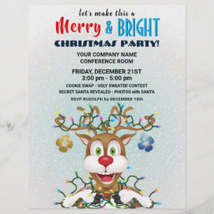 Funny Christmas Reindeer Holiday Party Flyer