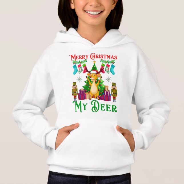 Funny Christmas Reindeer, Merry Christmas My Deer Hoodie (Vorderseite)