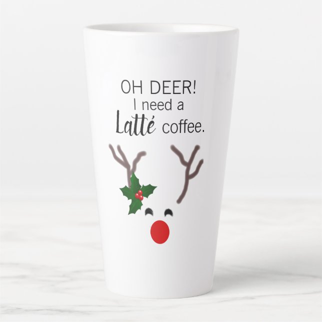 Funny Christmas Reindeer Modern Milchtasse (Vorderseite)