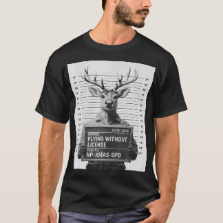 Funny Christmas Reindeer Mugshot T-Shirt