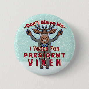 Funny Christmas Reindeer Präsident Vixen Politisc Button