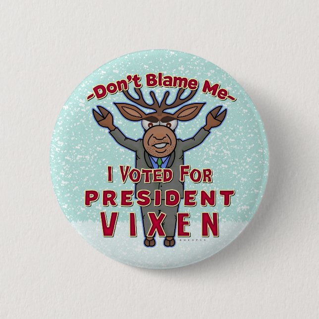 Funny Christmas Reindeer Präsident Vixen Politisch Button (Vorderseite)
