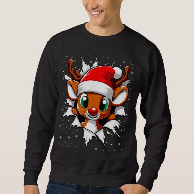 Funny Christmas Reindeer Rudolph Sweatshirt (Vorderseite)