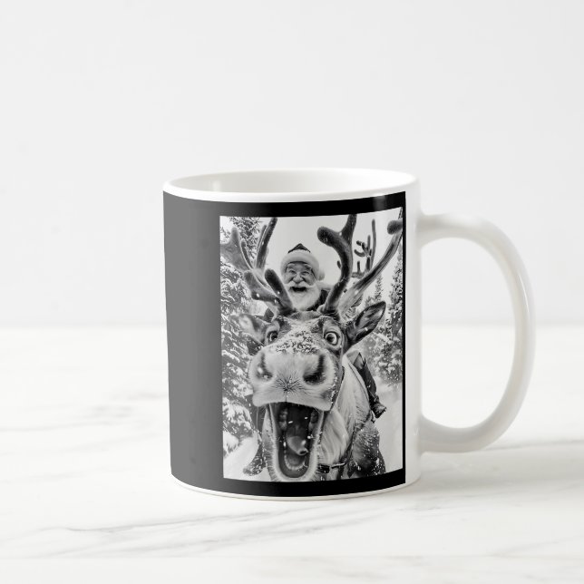 Funny Christmas Reindeer Selfie Santa Claus Xmas S Kaffeetasse (Rechts)