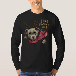 Funny Christmas Rentier Pit Bull mit Imitate Gold T-Shirt