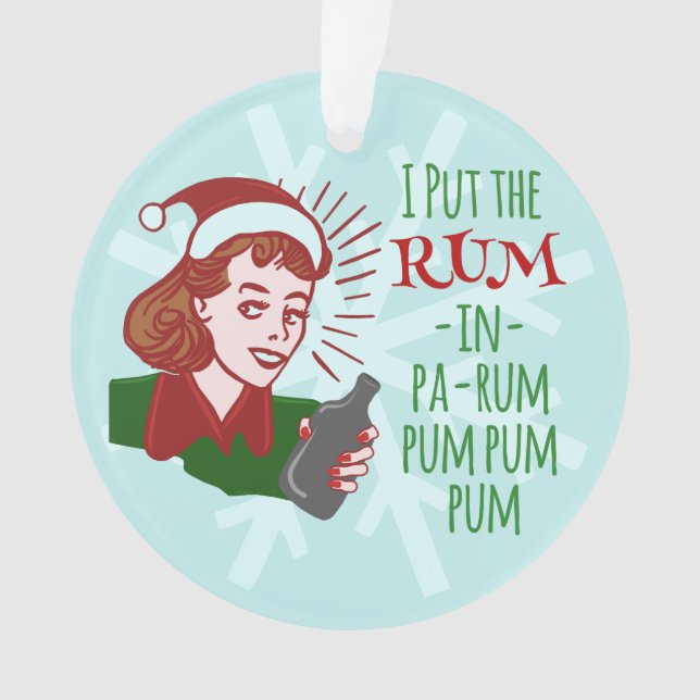 Funny Christmas Retro Frau Drink Rum Holiday Ornament (Vorderseite)