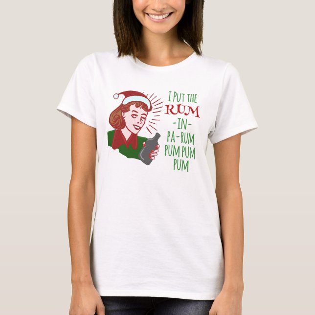 Funny Christmas Retro Rum Drink Frauen Urlaub T-Shirt (Vorderseite)