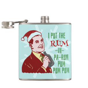 Funny Christmas Retro Rum Drink Man Holiday Flachmann