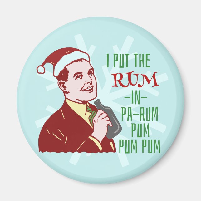 Funny Christmas Retro Rum Drink Man Holiday Magnet (Vorne)