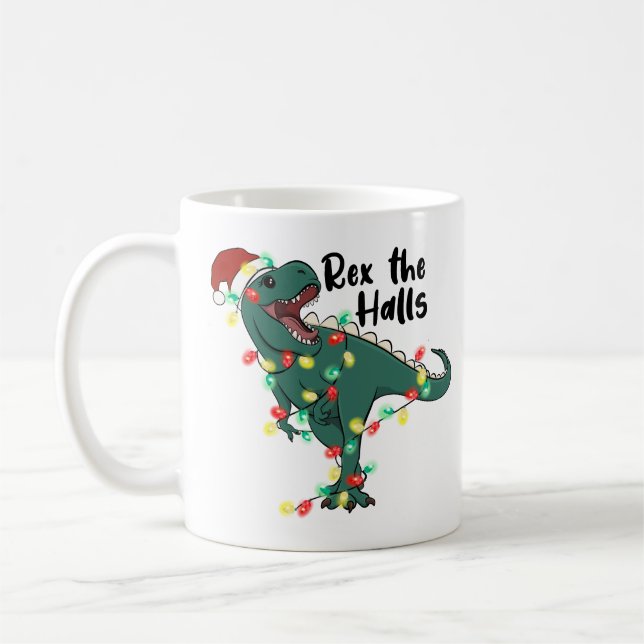 Funny Christmas Rex The Halls T-rex Kaffeetasse (Links)