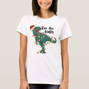 Funny Christmas Rex The Halls T-rex T-Shirt