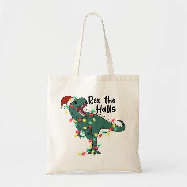 Funny Christmas Rex The Halls T-rex Tragetasche (Vorne)
