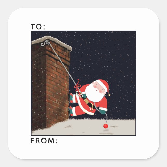 Funny Christmas Rock Klettern Weihnachtsfeiertage  Quadratischer Aufkleber (Vorderseite)