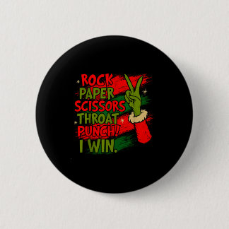 Funny Christmas Rock Paper Scissors Throat Punch  Button