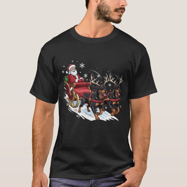 Funny Christmas Rottweiler Dogs Lover Xmas T-Shirt (Vorderseite)