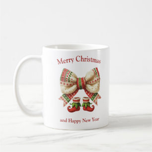 Funny Christmas rustikaler Bogen mit Elfenschuhen Kaffeetasse