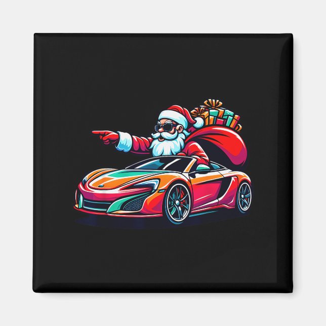 Funny Christmas Santa Claus Driving Srt Car Xmas P Magnet (Vorne)