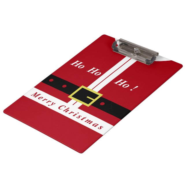 Funny Christmas Santa Clipboard Klemmbrett (Schrägansicht)