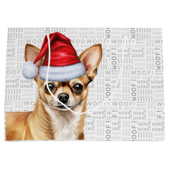 Funny Christmas Santa Dog Chihuahua Holiday Große Geschenktüte (Vorderseite)