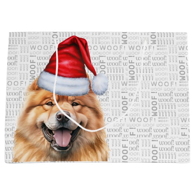 Funny Christmas Santa Dog Chow Chow Chow Holiday Große Geschenktüte (Vorderseite)