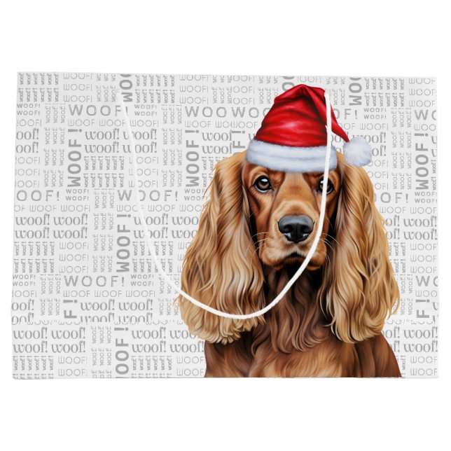 Funny Christmas Santa Dog Cocker Spaniel Holiday Große Geschenktüte (Rückseite)