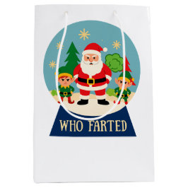 Funny Christmas Santa & Elves "Who Farted" Mittlere Geschenktüte