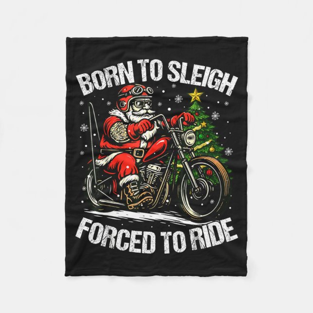 Funny Christmas Santa Riding Motorcycle Bike Biker Fleecedecke (Vorderseite)