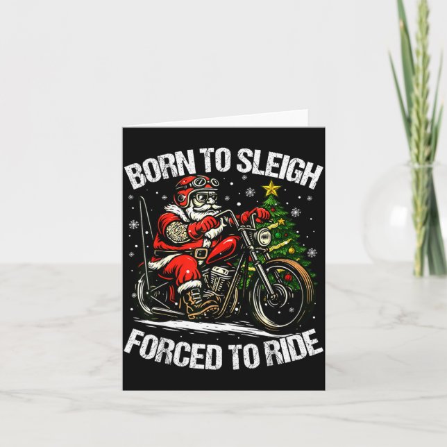Funny Christmas Santa Riding Motorcycle Bike Biker Karte (Vorderseite)