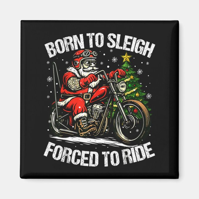 Funny Christmas Santa Riding Motorcycle Bike Biker Magnet (Vorne)