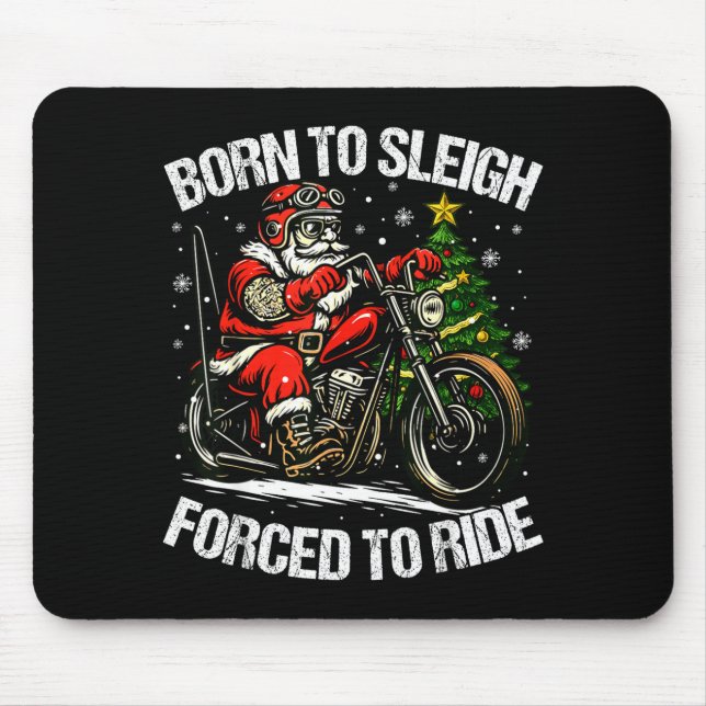 Funny Christmas Santa Riding Motorcycle Bike Biker Mousepad (Vorne)