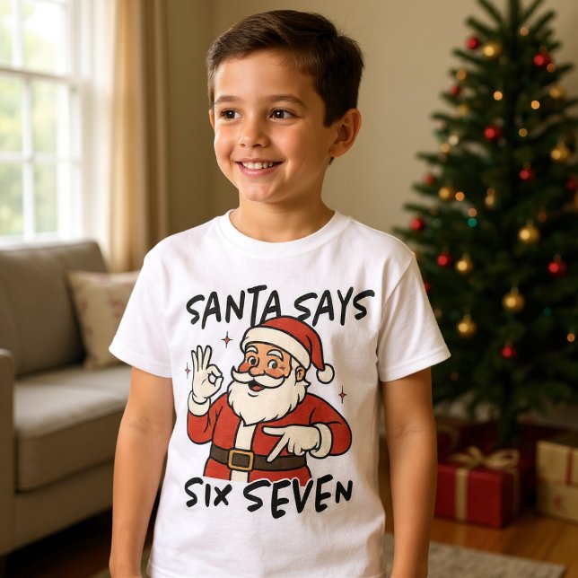 Funny Christmas Santa Says Six Seven 67 Kids T-Shirt (Von Creator hochgeladen)