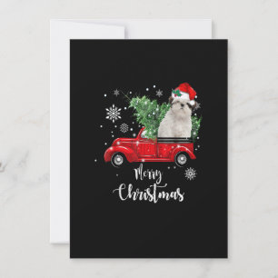 Funny Christmas Santa Shih Tzu Ride Red Truck Xmas Einladung