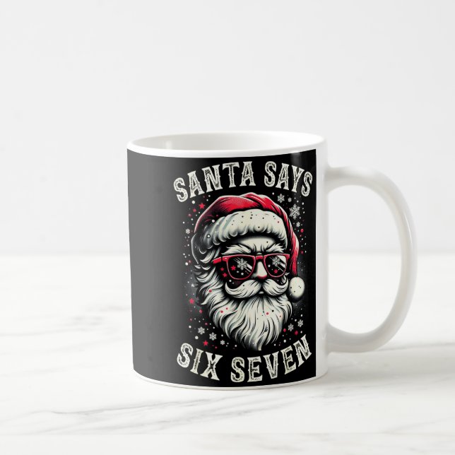 Funny Christmas Santa Six Seven 6-7 Meme Brain Rot Kaffeetasse (Rechts)