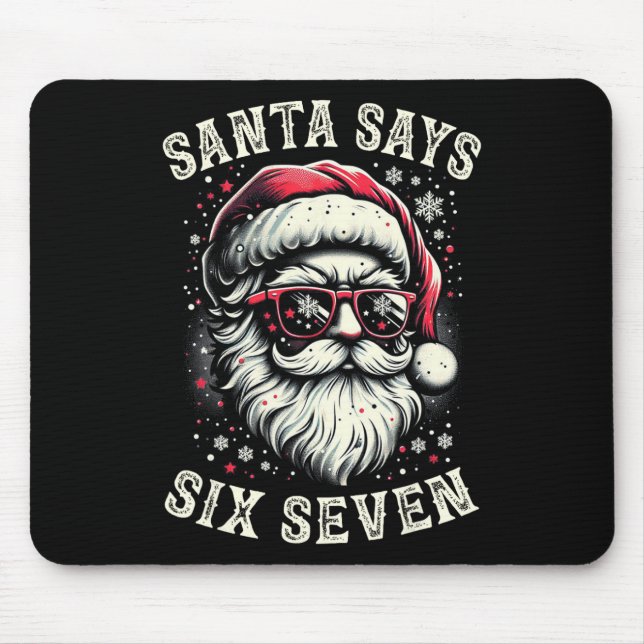 Funny Christmas Santa Six Seven 6-7 Meme Brain Rot Mousepad (Vorne)