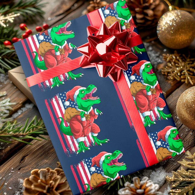 Funny Christmas Santa T Rex Tyrannosaurus Xmas Geschenkpapier (Von Creator hochgeladen)