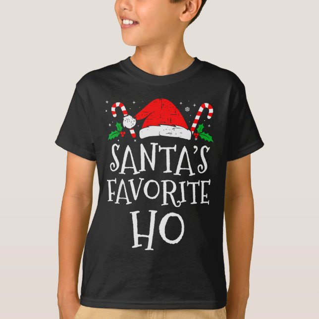 Funny Christmas Santa's Favorite Ho Naughty Pajama T-Shirt (Vorderseite)