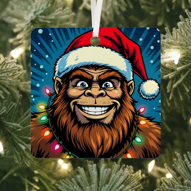 Funny Christmas Sasquatch Personalized Ornament Aus Metall (InSitu)