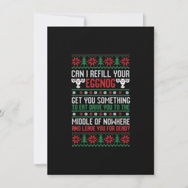 Funny Christmas Saying Can I Refill Your Eggnog Ug Einladung (Vorderseite)