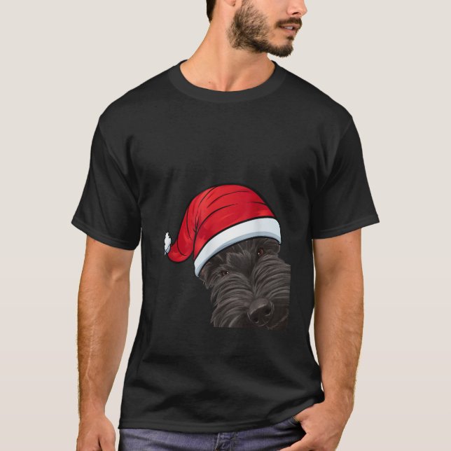 Funny Christmas Scottie Dog Xmas Santa Scottish Te T-Shirt (Vorderseite)