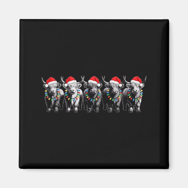 Funny Christmas Scottish Highland Cow Xmas Farm An Magnet (Vorne)