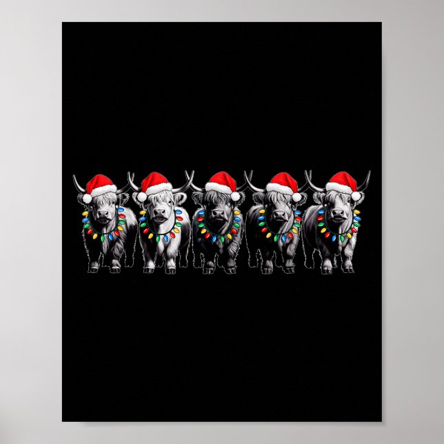 Funny Christmas Scottish Highland Cow Xmas Farm An Poster (Vorne)