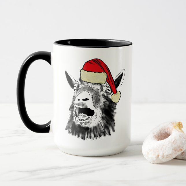 Funny Christmas Screening Ziege Zeichnend Tasse (Mit Donut)