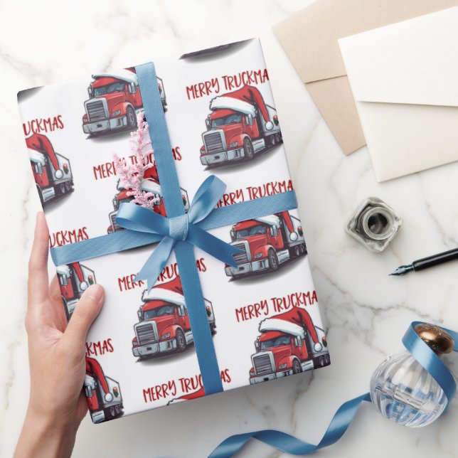 Funny Christmas Semi Transport Truckmas Geschenkpapier (Schenken)